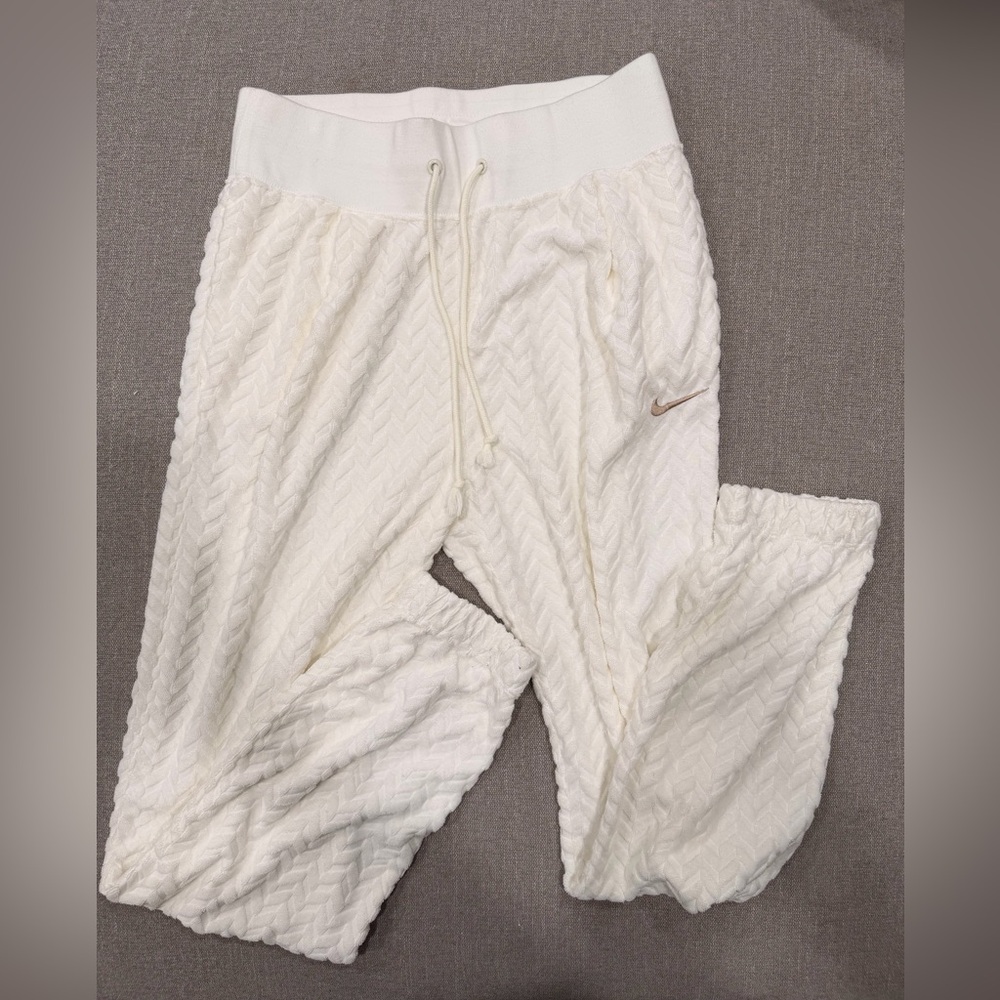 Nike‎ Women’s Medium Cream Textured Jogger Lounge Pants Drawstring